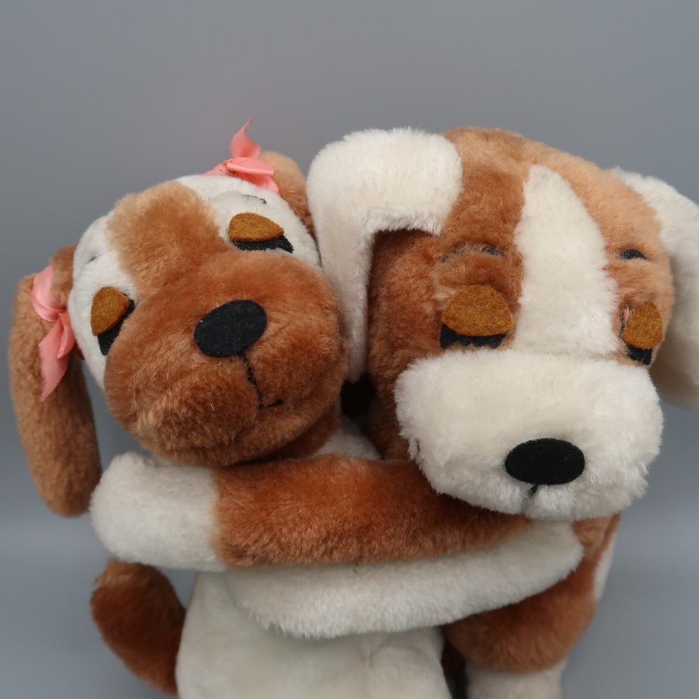 Vintage 1976 Dakin Huggables Hugging Puppies Dogs Puppy Love Plush Stuffed 70's